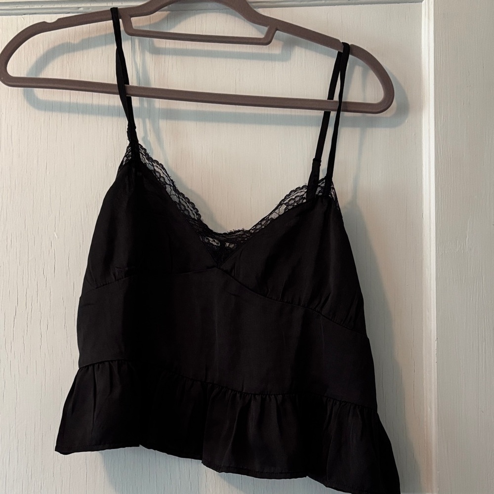 Black Lace Trim Cami Top